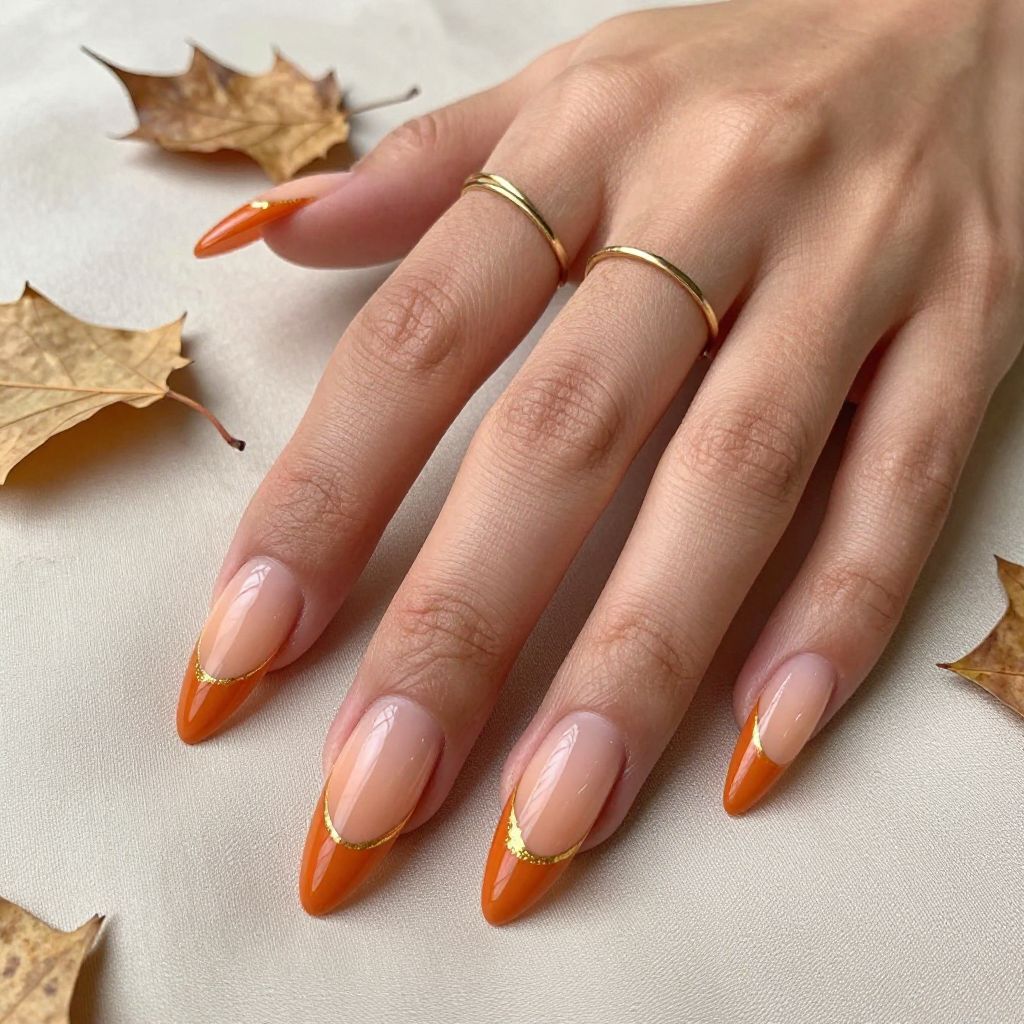 Burnt Orange Ombre Stiletto Nails