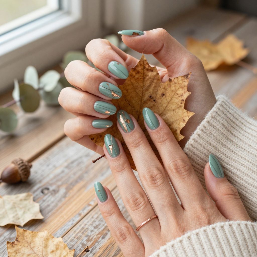 Sage Green with Copper Foil Accents