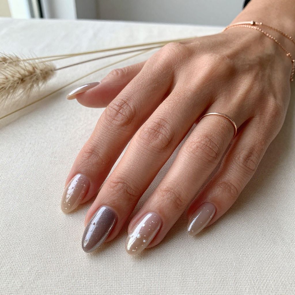 Warm Taupe with Pearl Finish Nails