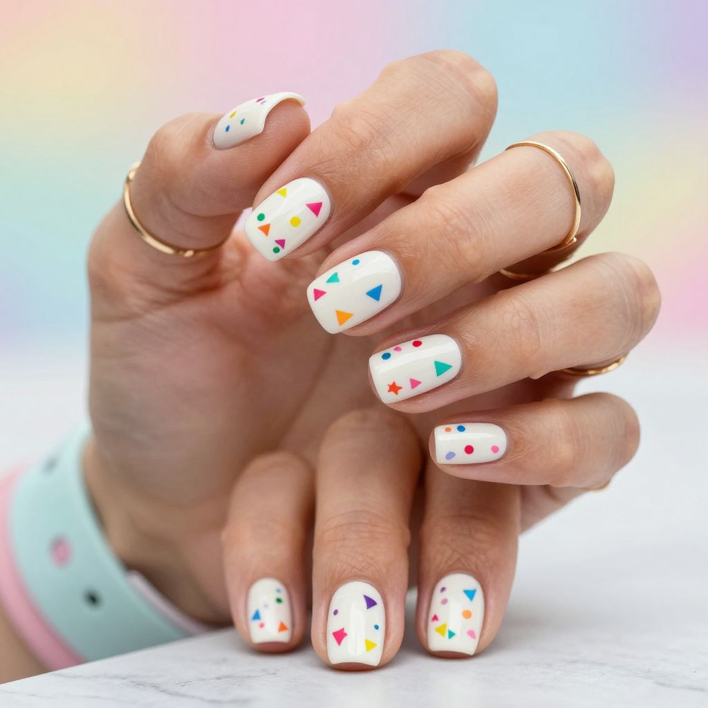 Confetti Pop Celebration festival nail idea