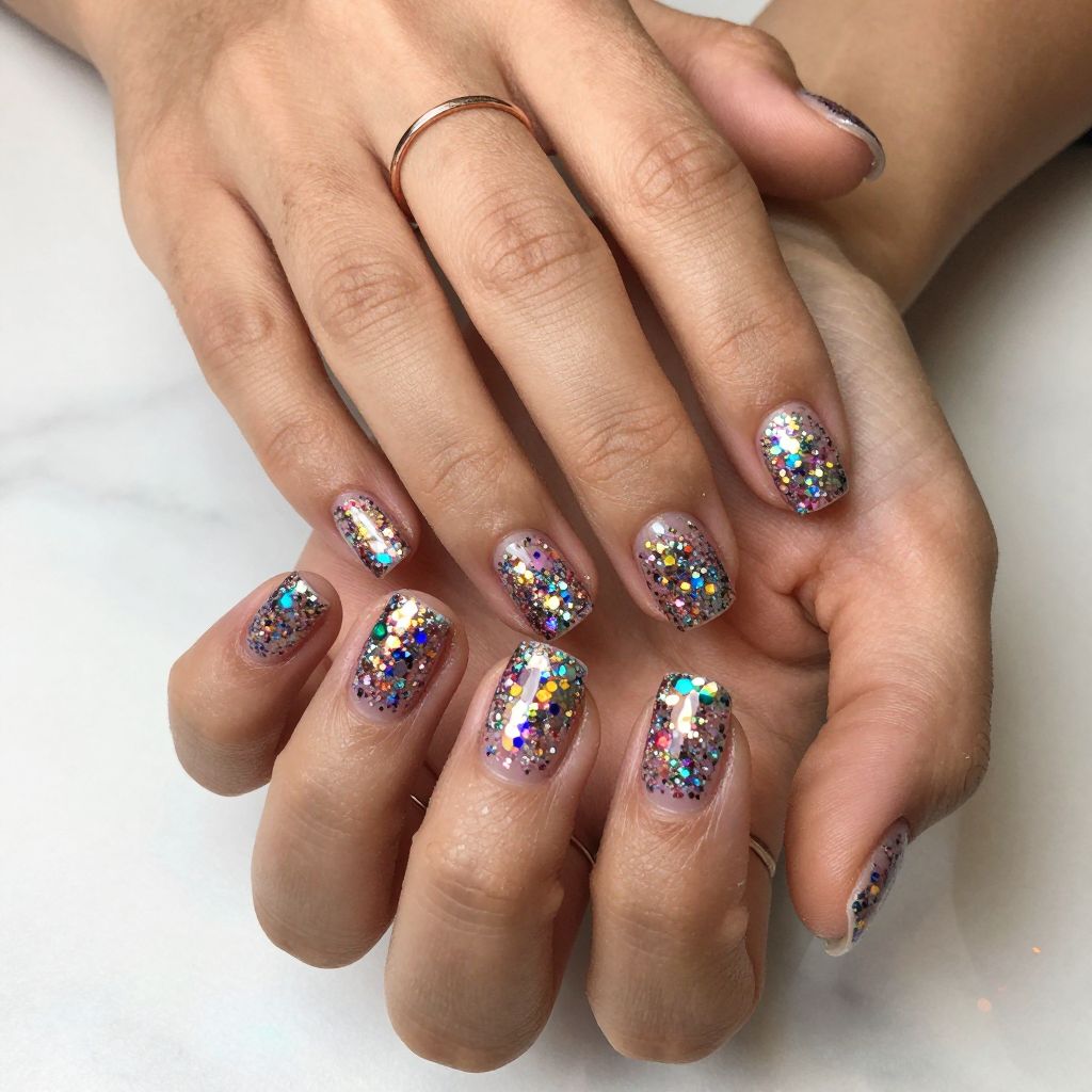 Glitter Bomb Maximalist festival nail idea