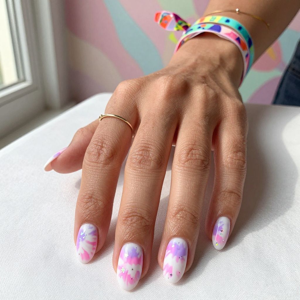 Tie Dye Swirl Fantasy festival nail idea
