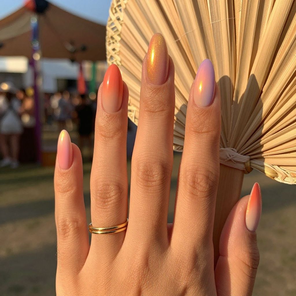 Sunset Ombre Paradise festival nail idea
