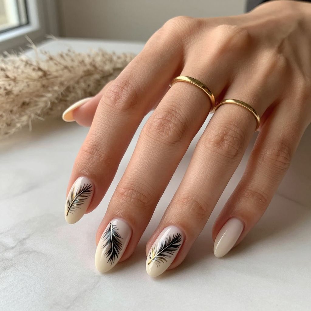 Feather Art Design festival nail idea