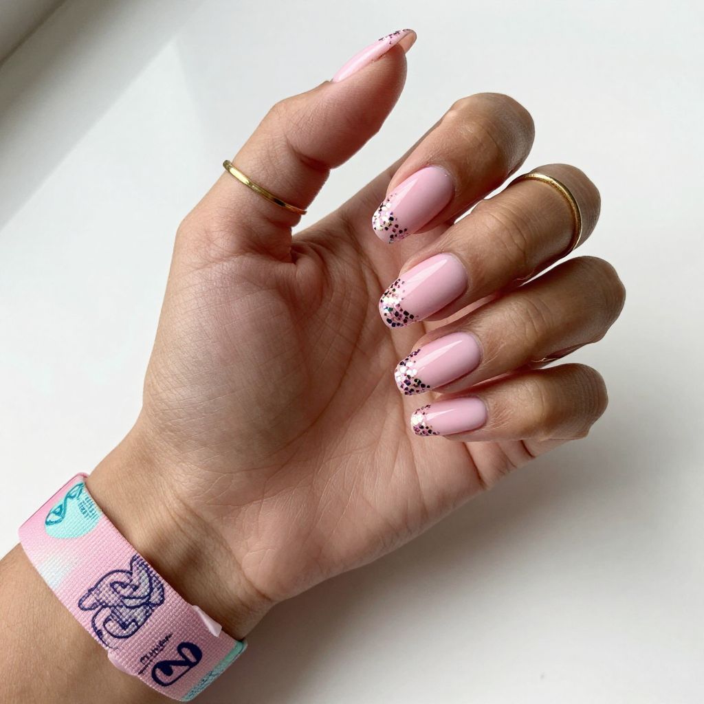 Glitter Gradient Fade festival nail idea