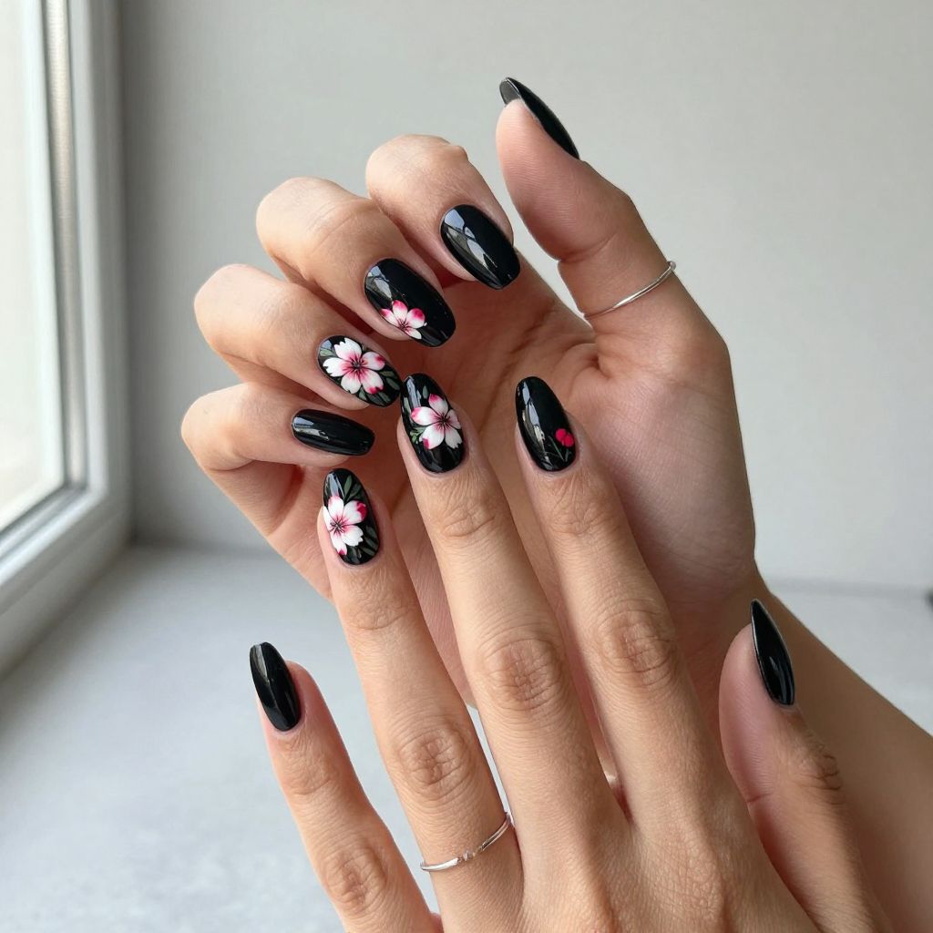 Black Base Floral Contrast