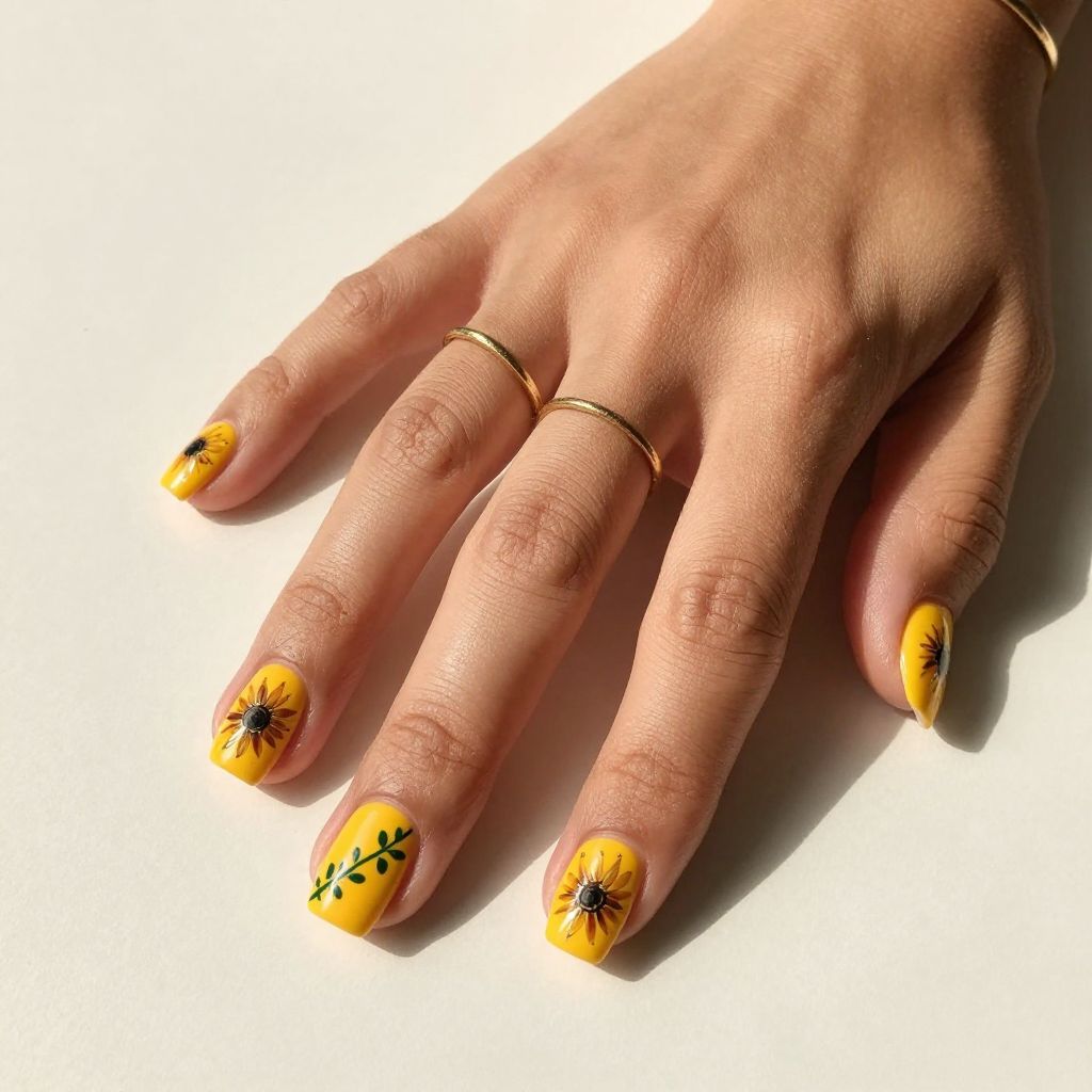 Sunflower Yellow Statement Nails
