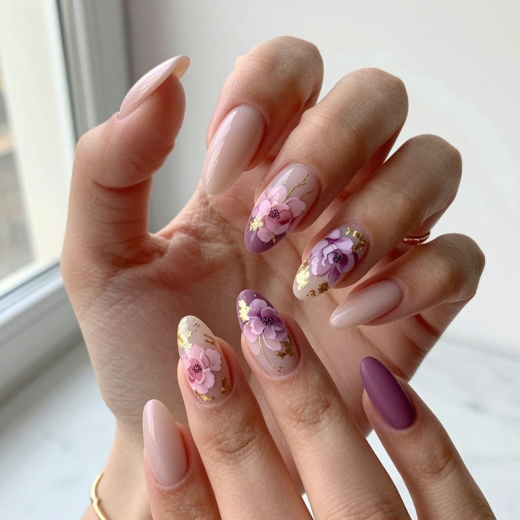 Gradient Peony Ombre Nails