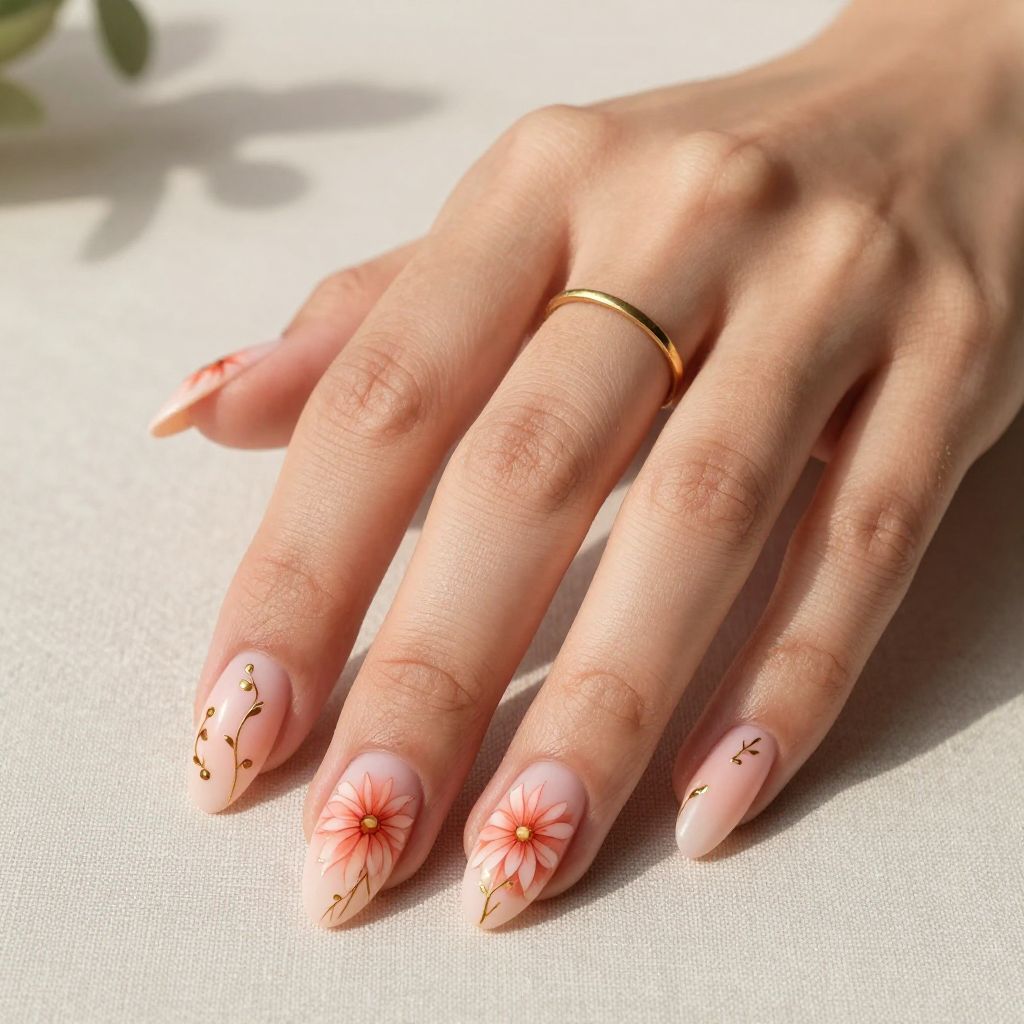 Watercolor Dahlia Blush Nails