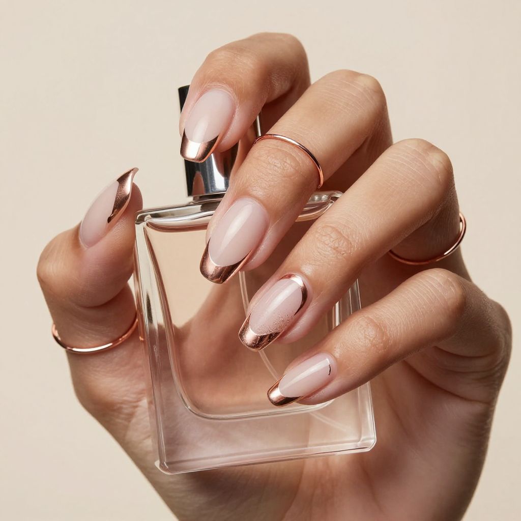 Metallic outline petal nail design