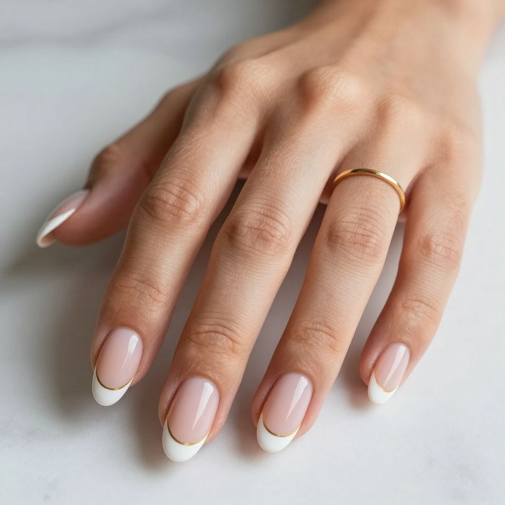 Classic French Manicure with Tapered Tips