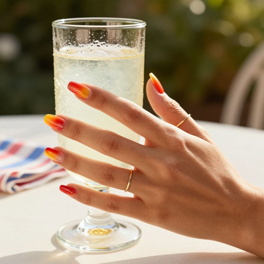 Firecracker Ombre Tips Nails