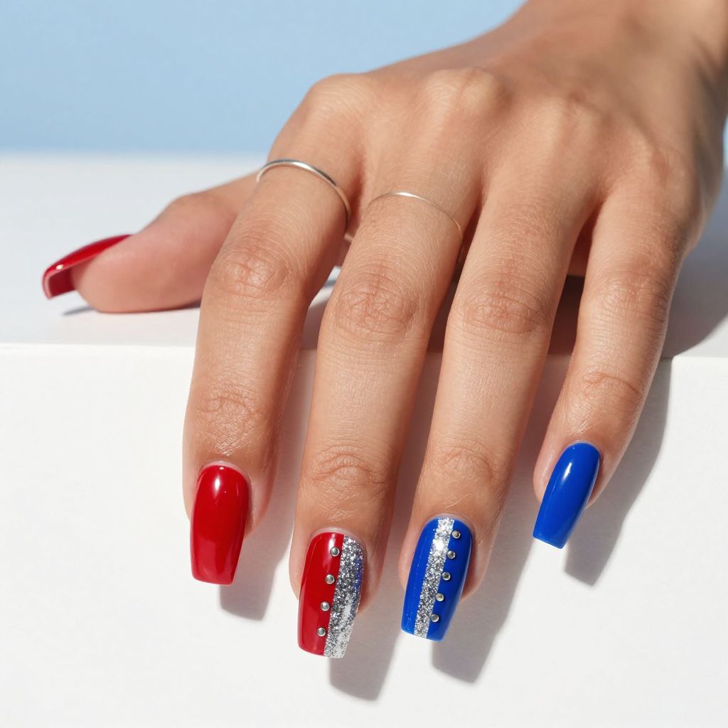 Glitter Stripe Negative Space Nails