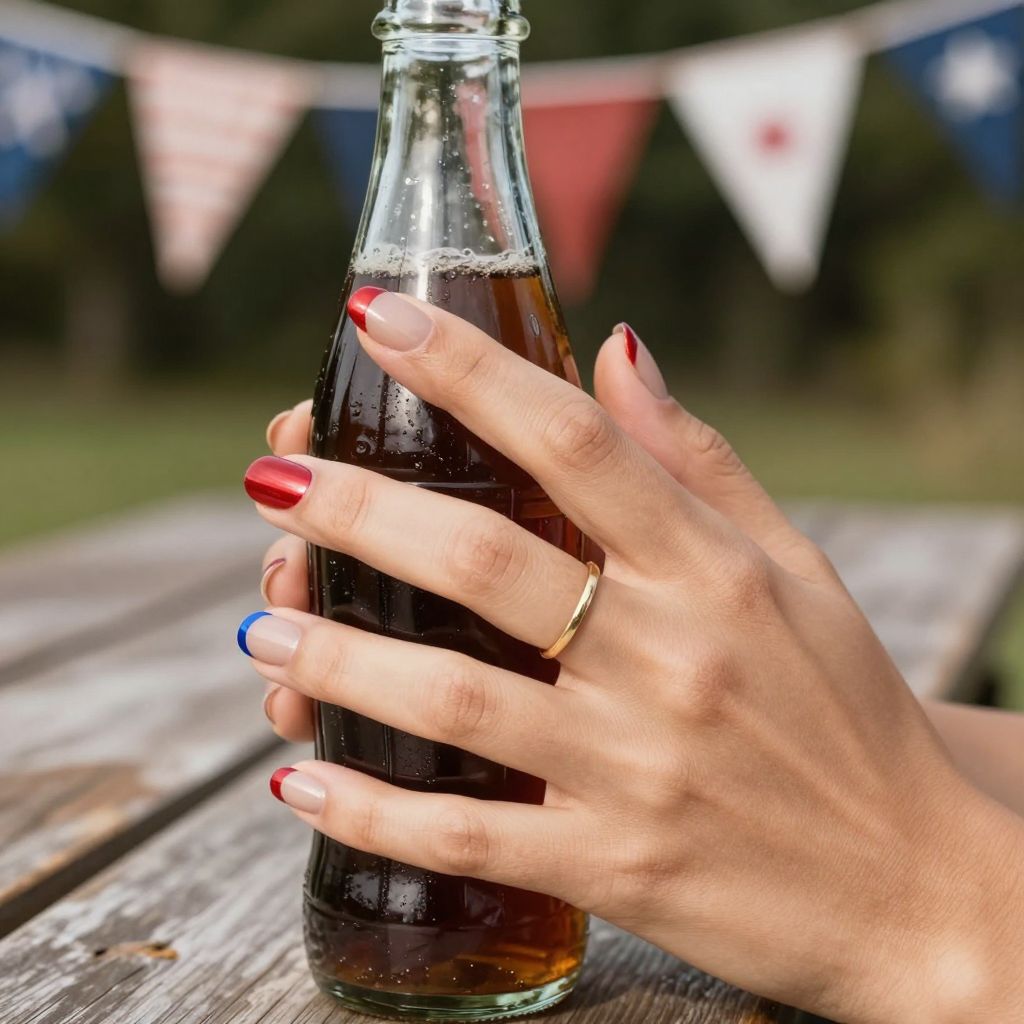 Red Foil Half Moon Nails