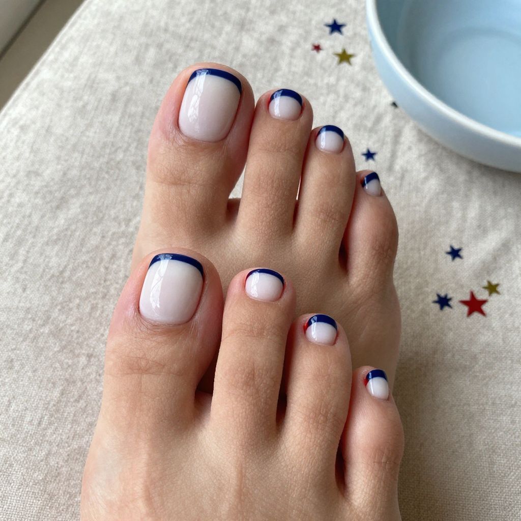 Navy Base with White Tip French Ombre