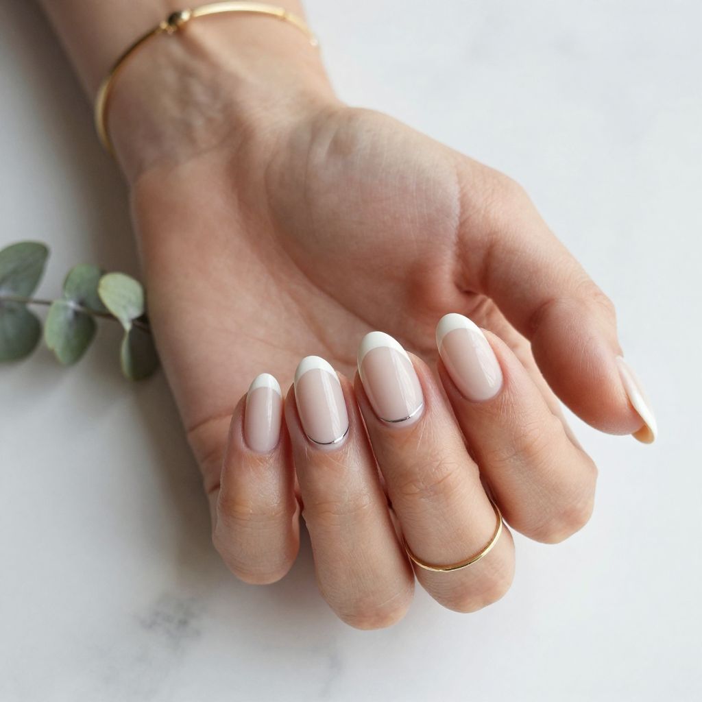 Matte White and Glossy Nude French Nails