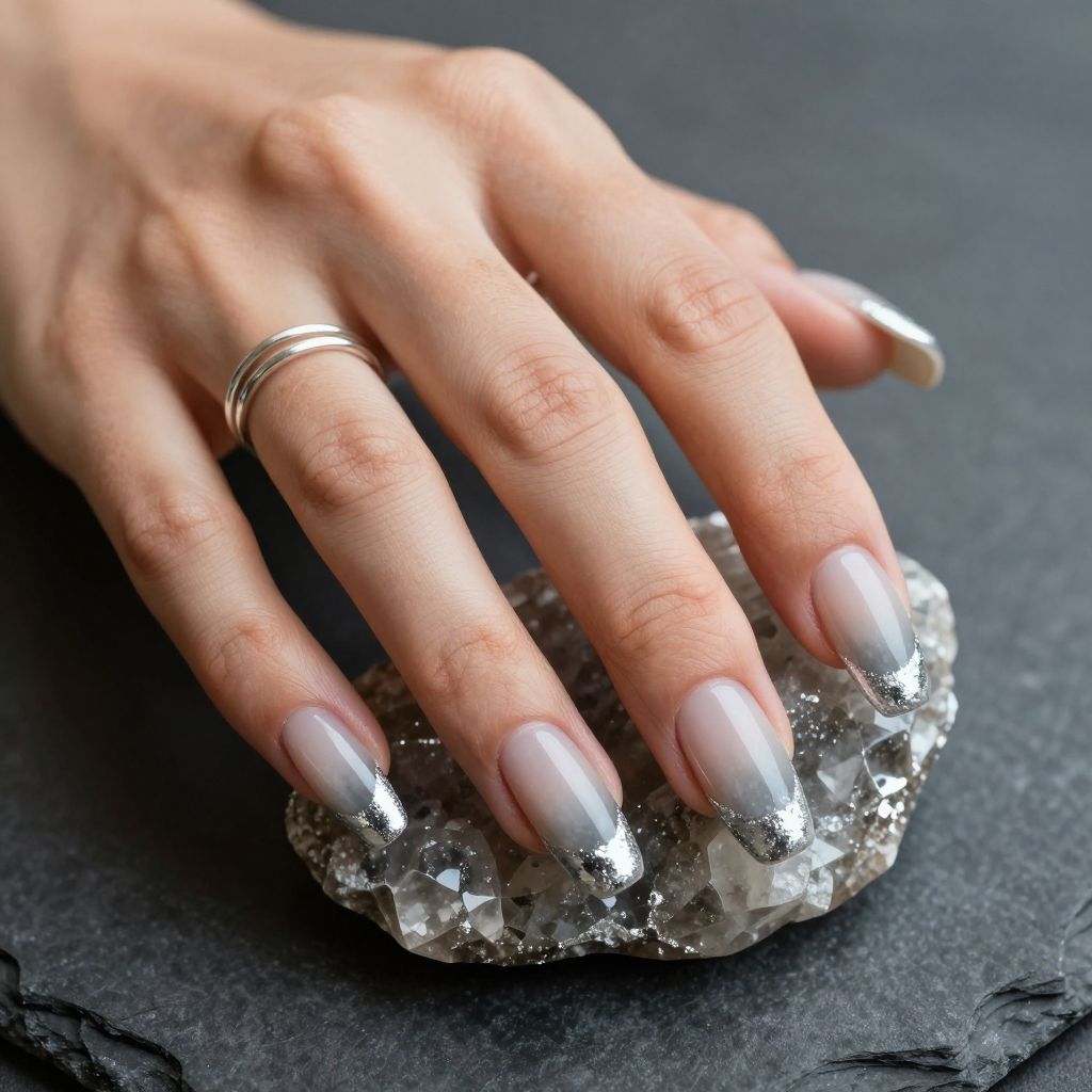 Smoky quartz French fade coffin nails