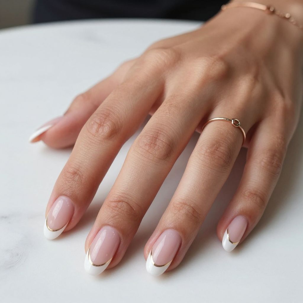 Classic White French Tips with Almond Shape