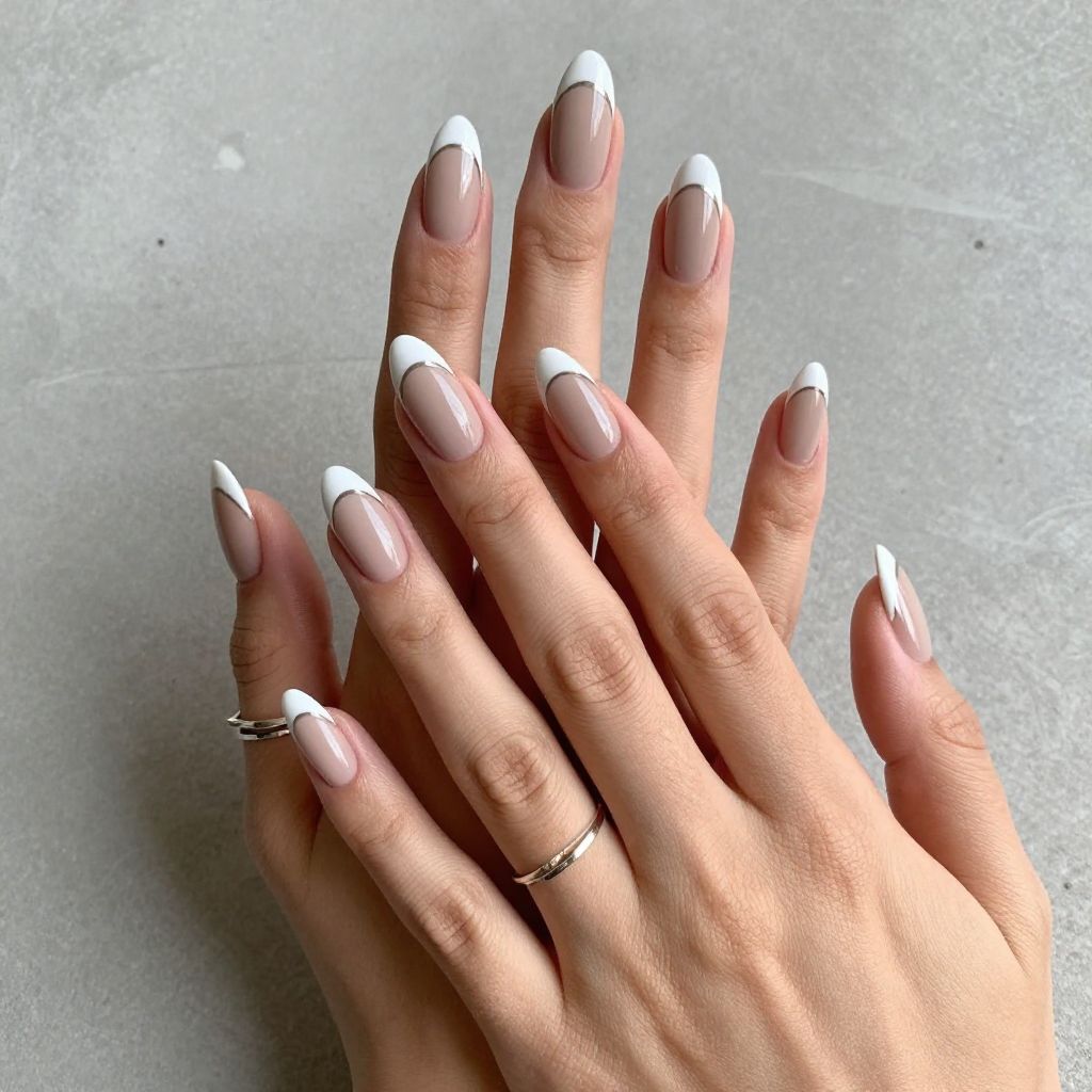 Matte French Tips with Modern Texture