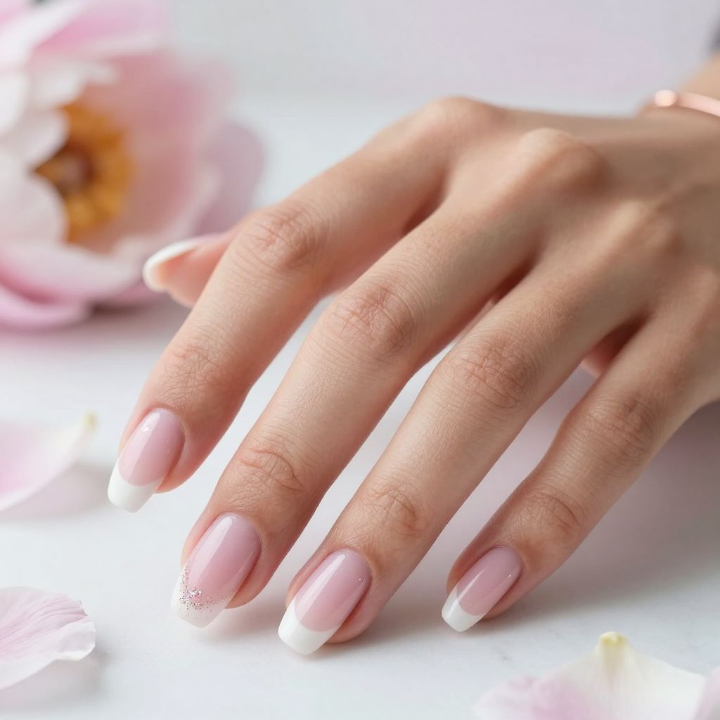 Ombre French Tips in Soft Pink and White