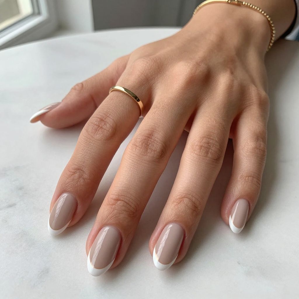 Nude French Tips with Negative Space
