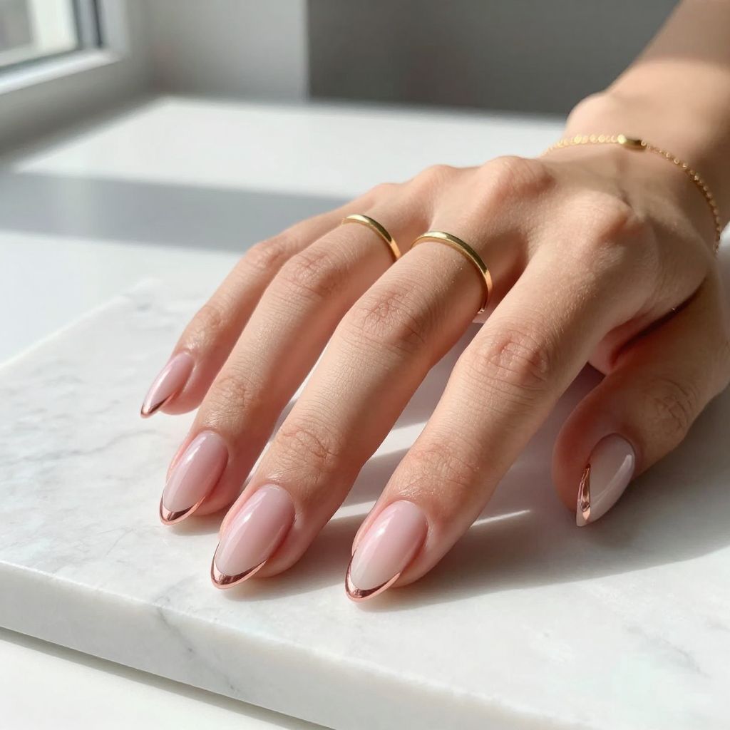 Minimalist French Tips with Thin Gold Lines