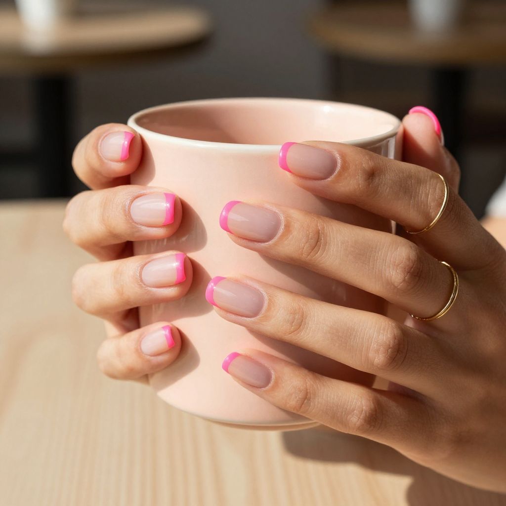 Neon pop French tip nails