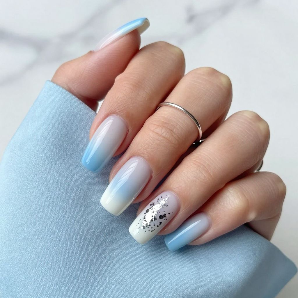 Soft gradient ombre French tip nails