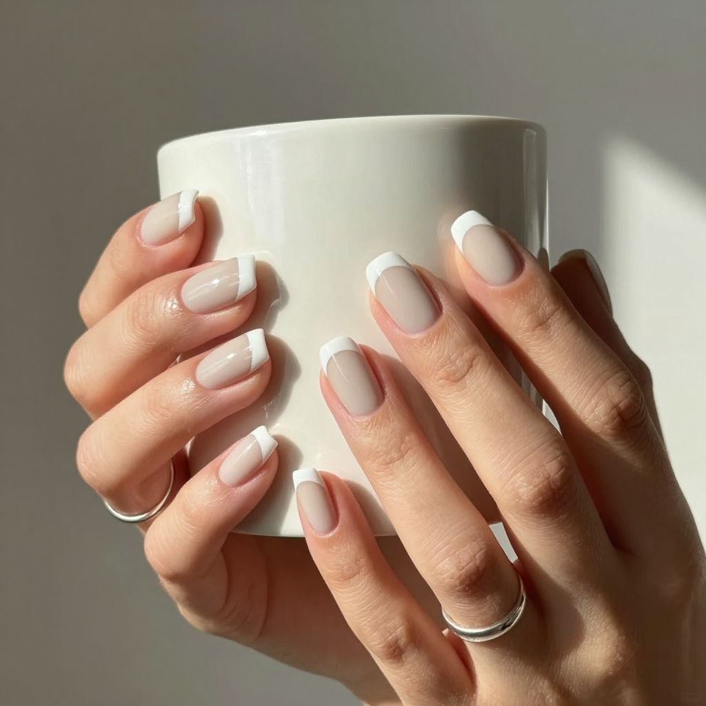 Matte contrast French tip nails