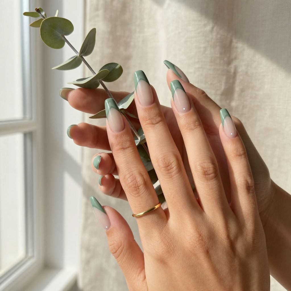 Negative space chevron French tip nails