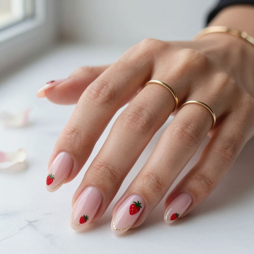 Fruit Nail Ideas - Strawberry Glazed Tips