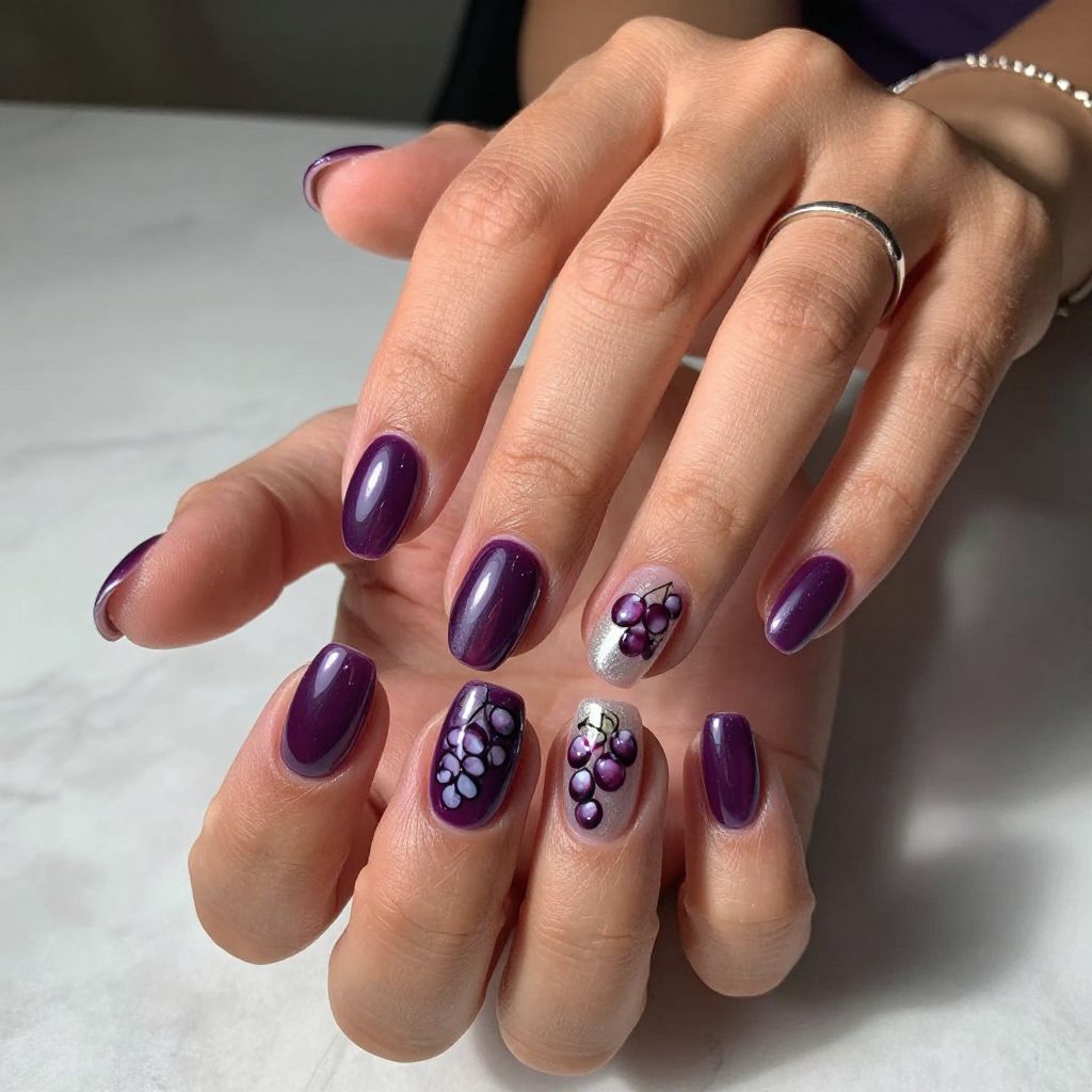 Fruit Nail Ideas - Grape Candy Chrome