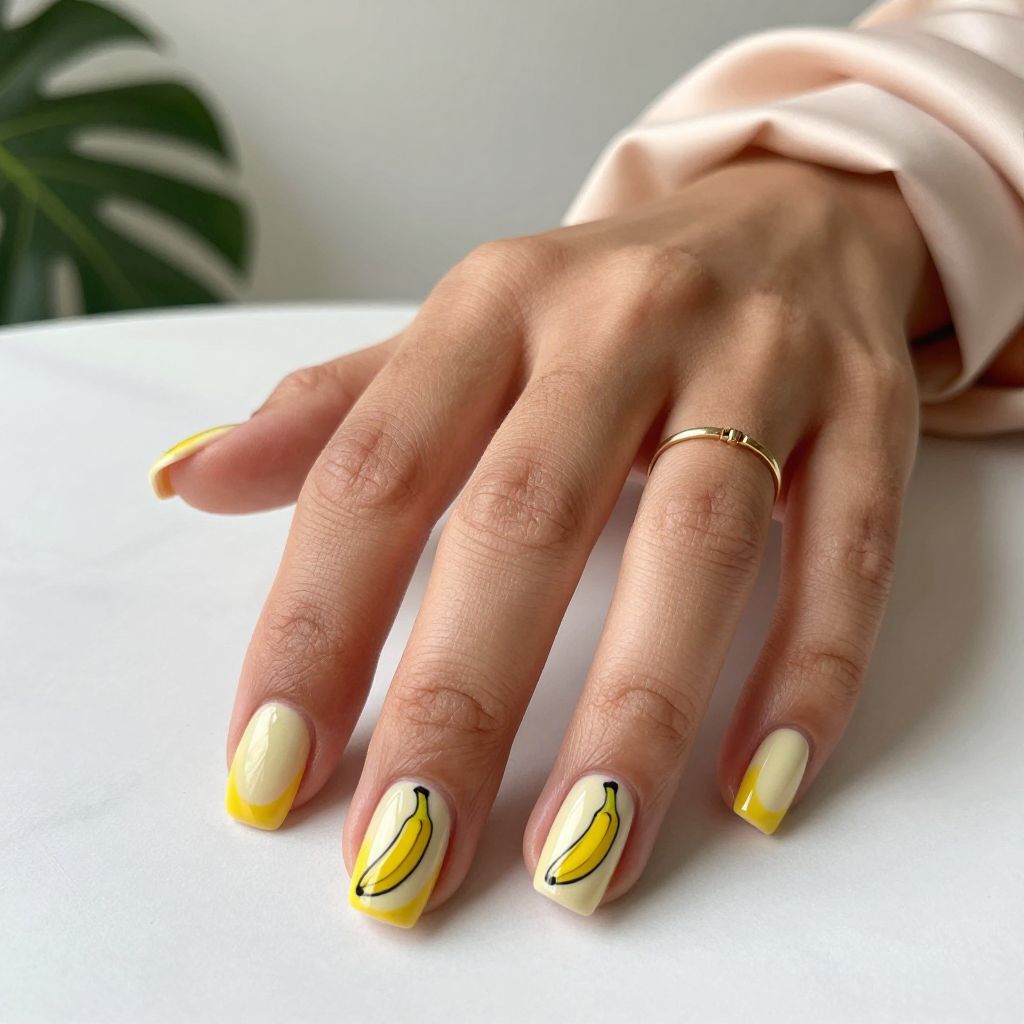 Fruit Nail Ideas - Banana Pop Art