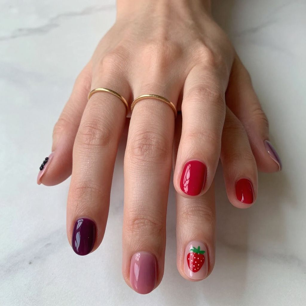Fruit Nail Ideas - Mixed Berry Skittle Nails
