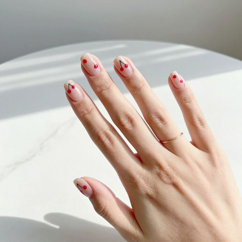 Fruit Nail Ideas - Cherry Red Micro Art