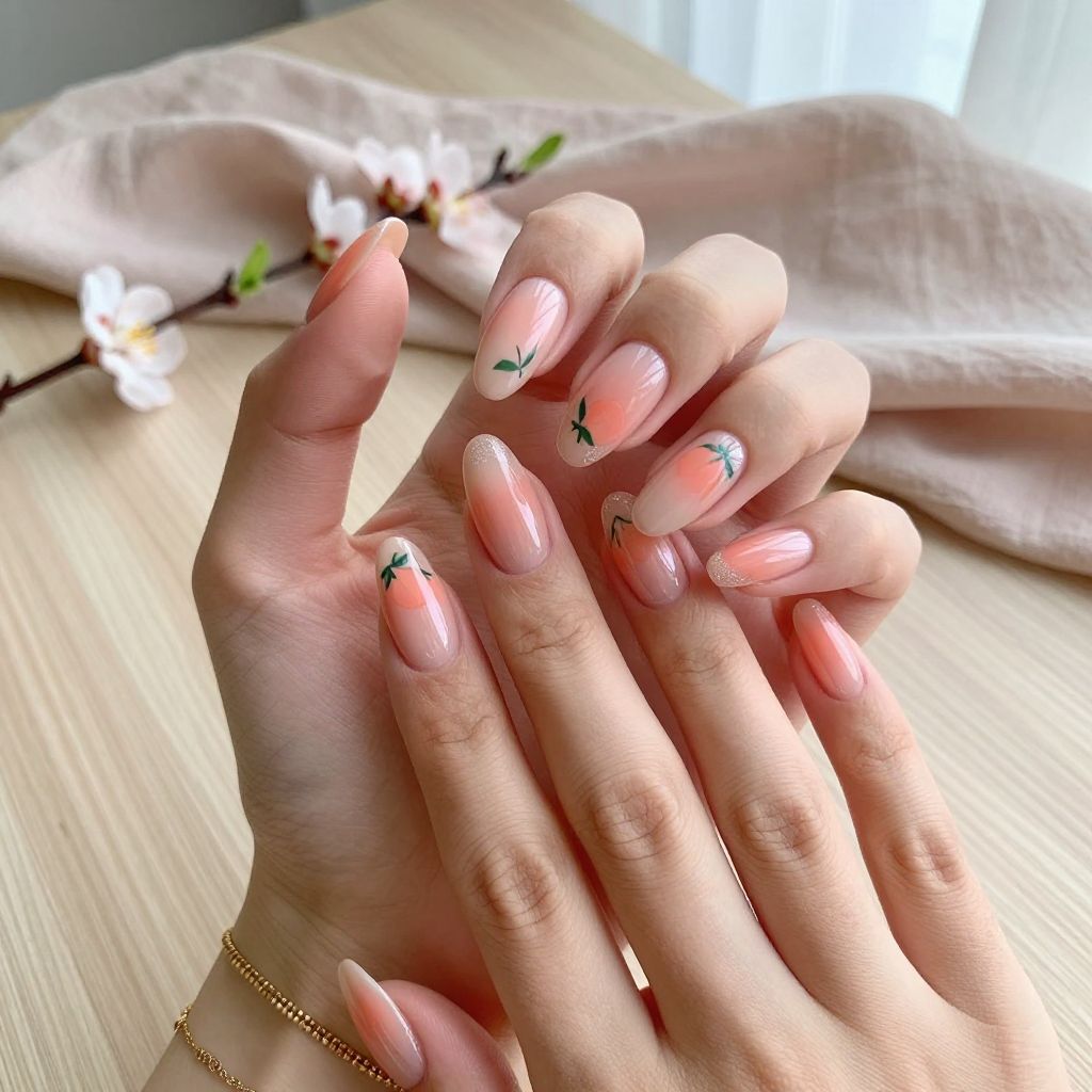 Fruit Nail Ideas - Peach Sorbet Ombre