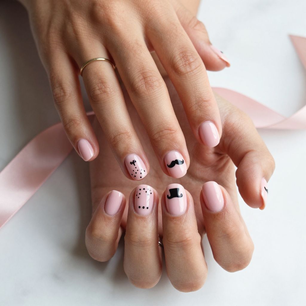 Tiny Moustache Nails