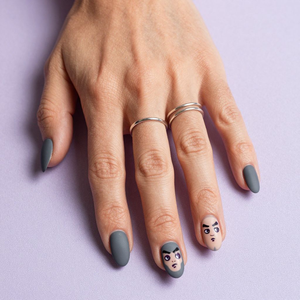 Grumpy Face Nails