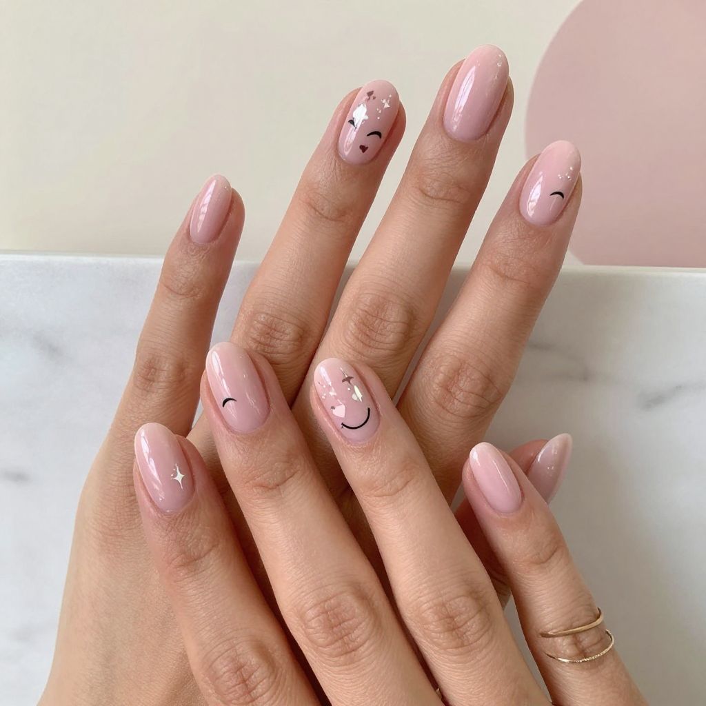 Winking Face Nails