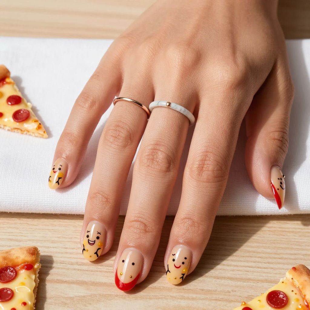 Pizza Face Nails