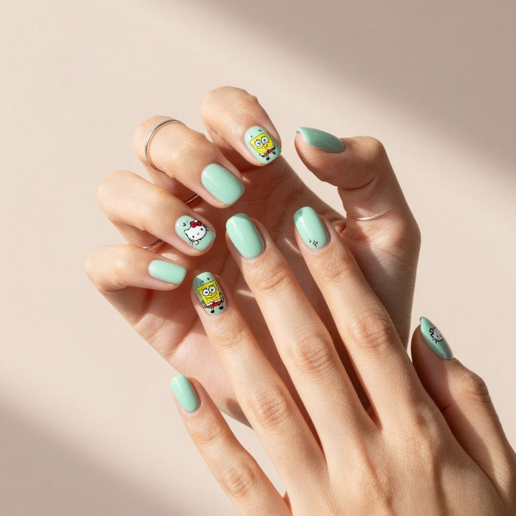 Tiny Cartoon Character Nails