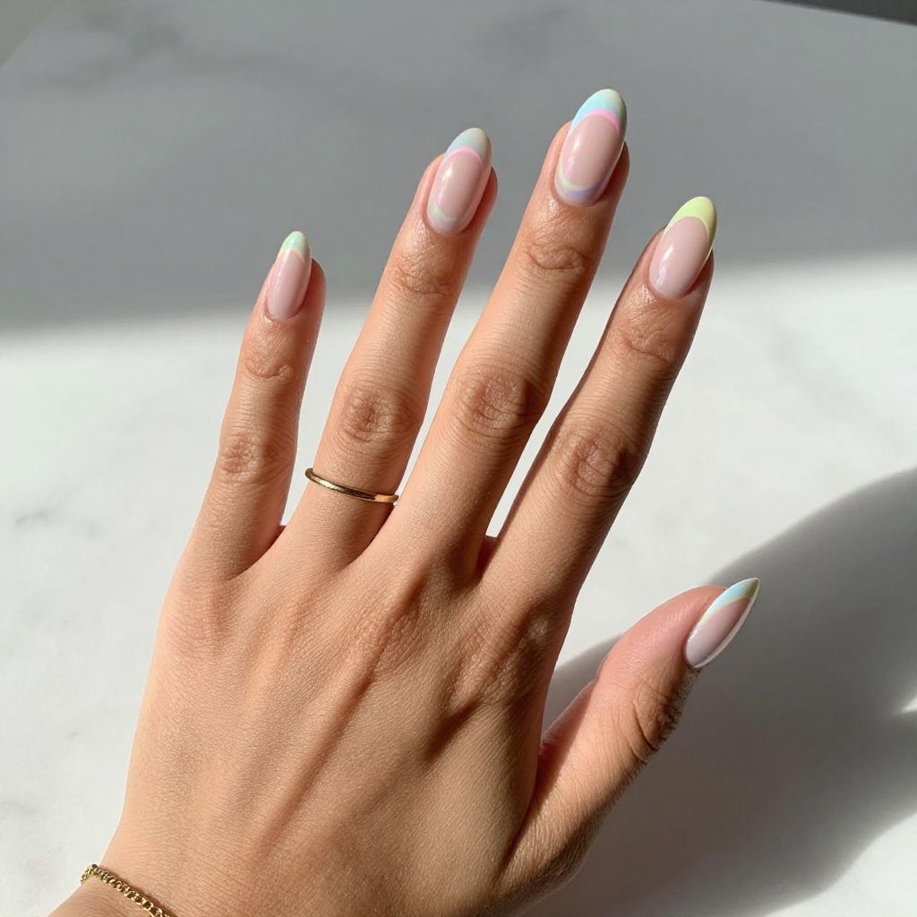 Pastel Rainbow Aura Nails