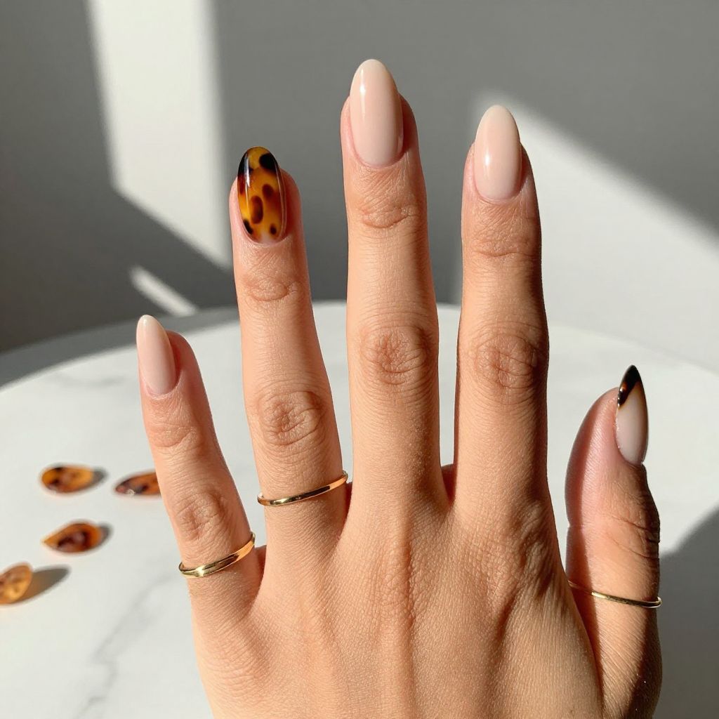 Tortoiseshell Accent Nails