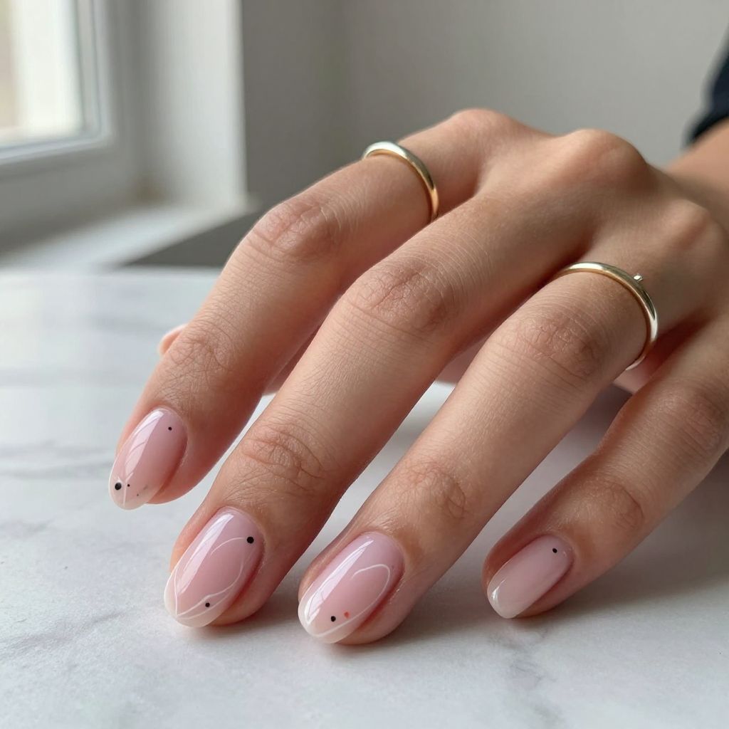 White Line Art On Barely There Pink