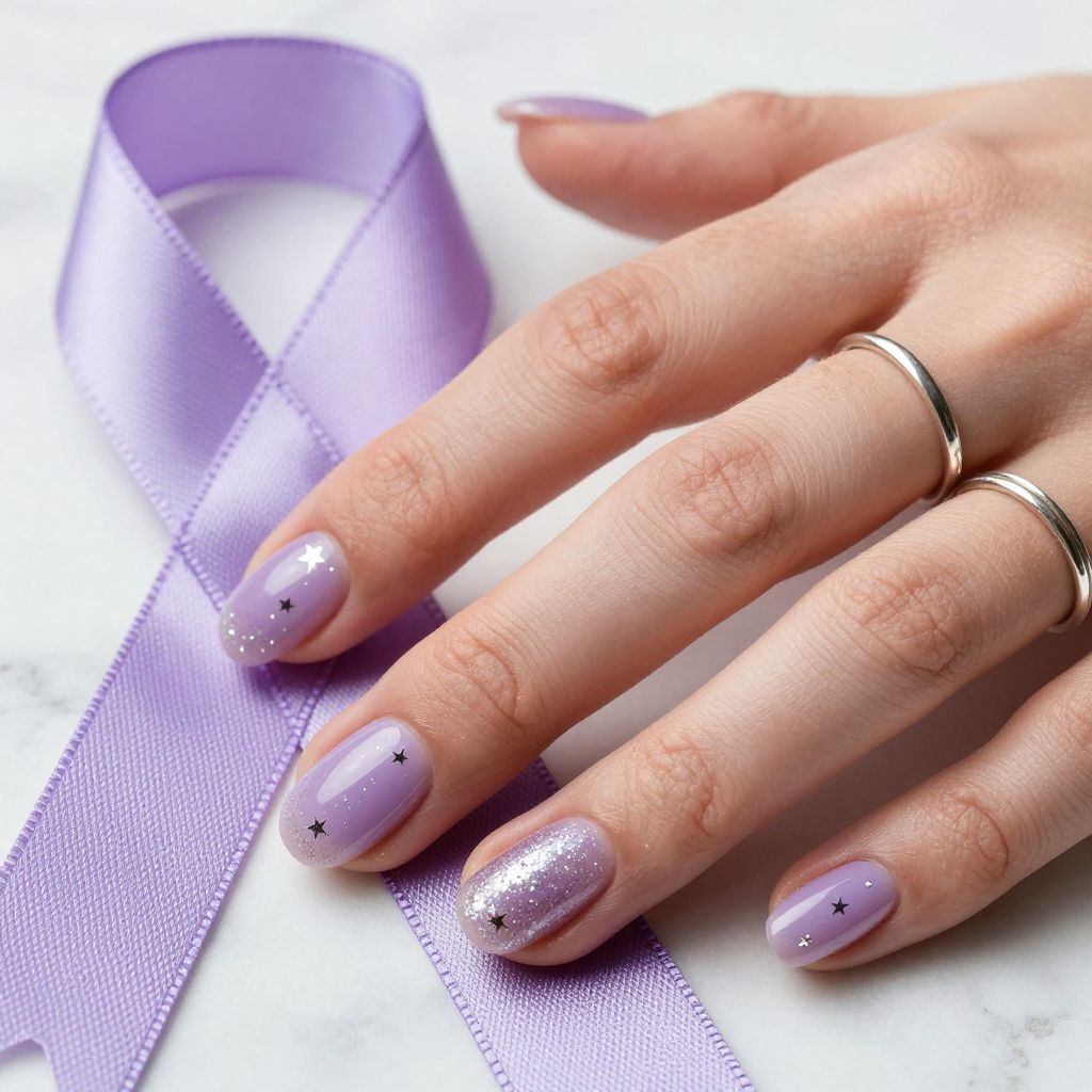 Lavender Jelly Nails With Sparkle