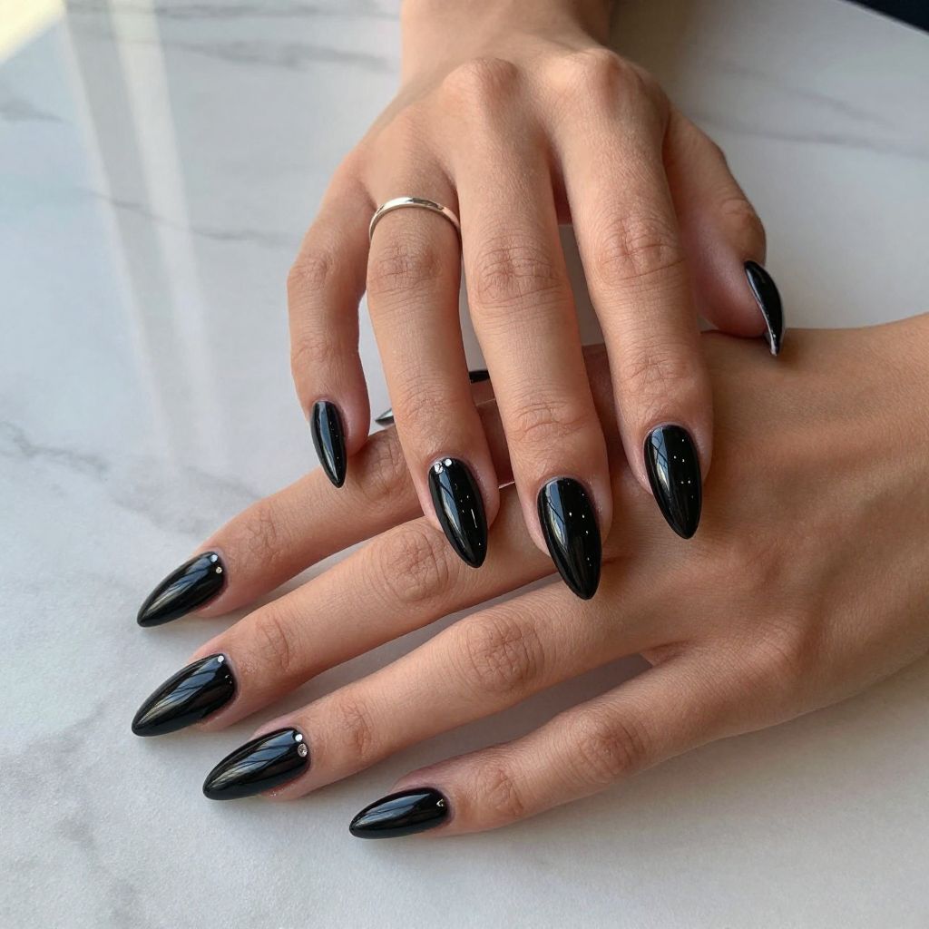 Black Gloss Stiletto Nails