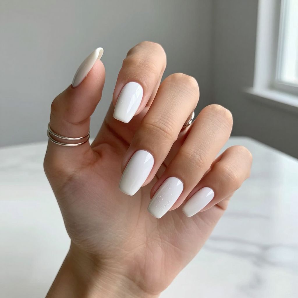 Clean White Coffin Nails