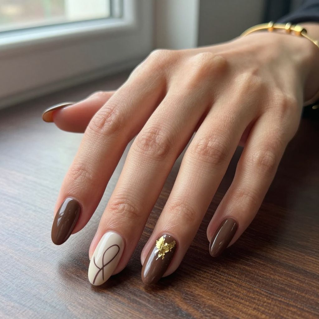 Chocolate Brown Almond Nails
