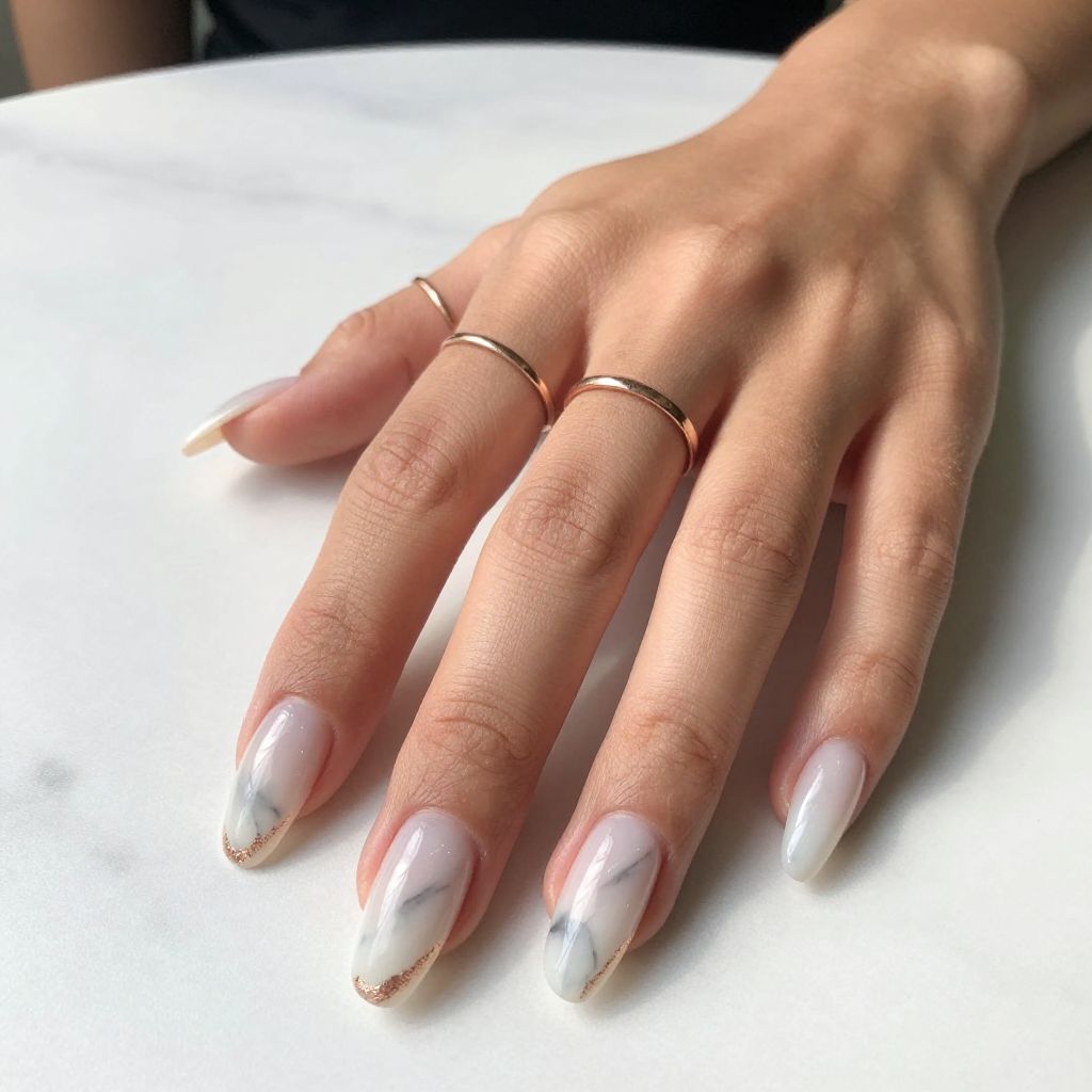 Milky Quartz Coffin Nails