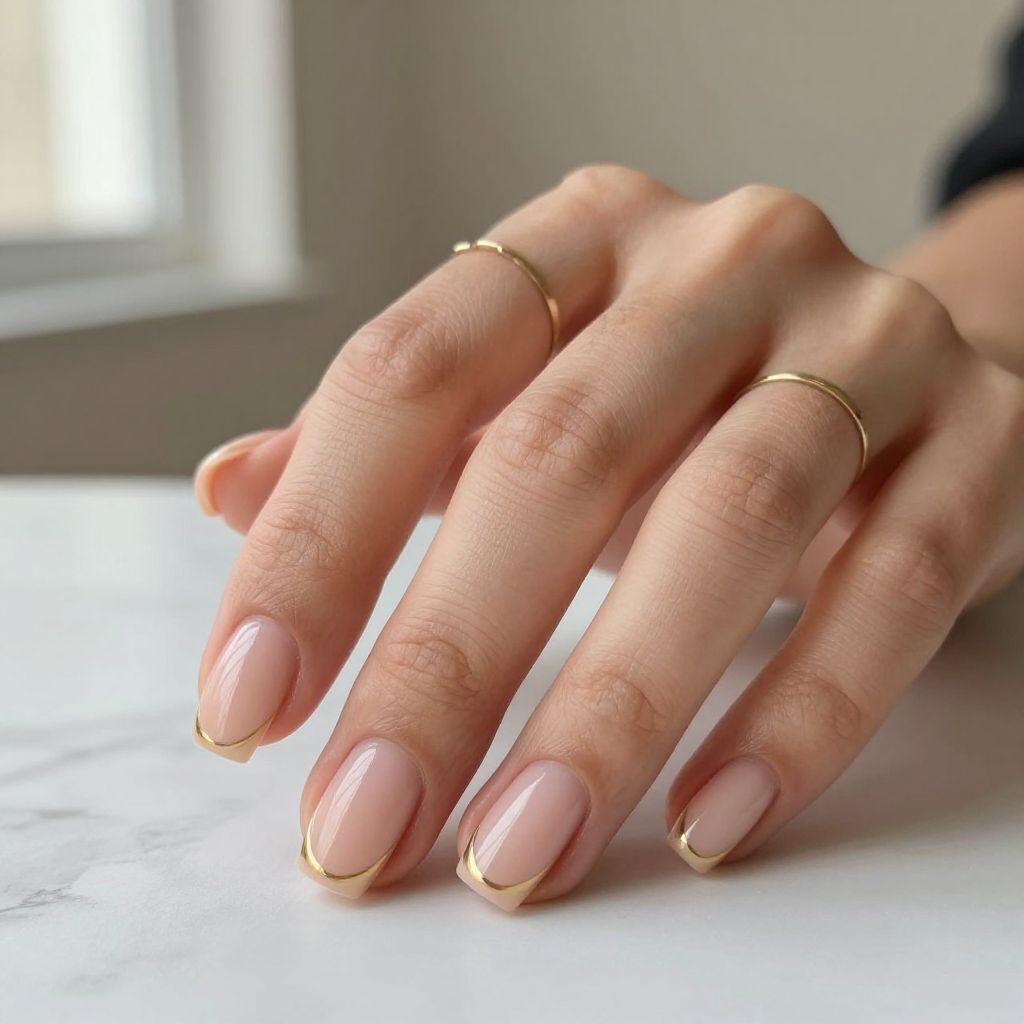 Peachy Nude with Thin Gold Striping